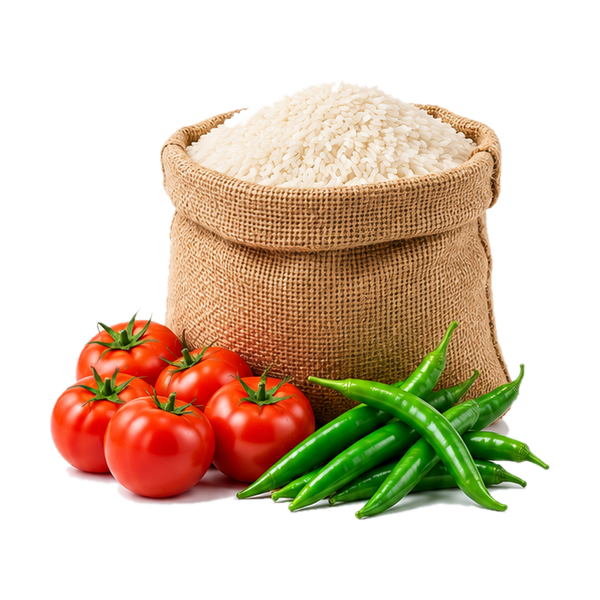 Rice, tomatoes and green chillies
